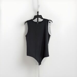 EXPRESS‎ womens bodysuit stretch BLACK body contour LARGE EUC A12